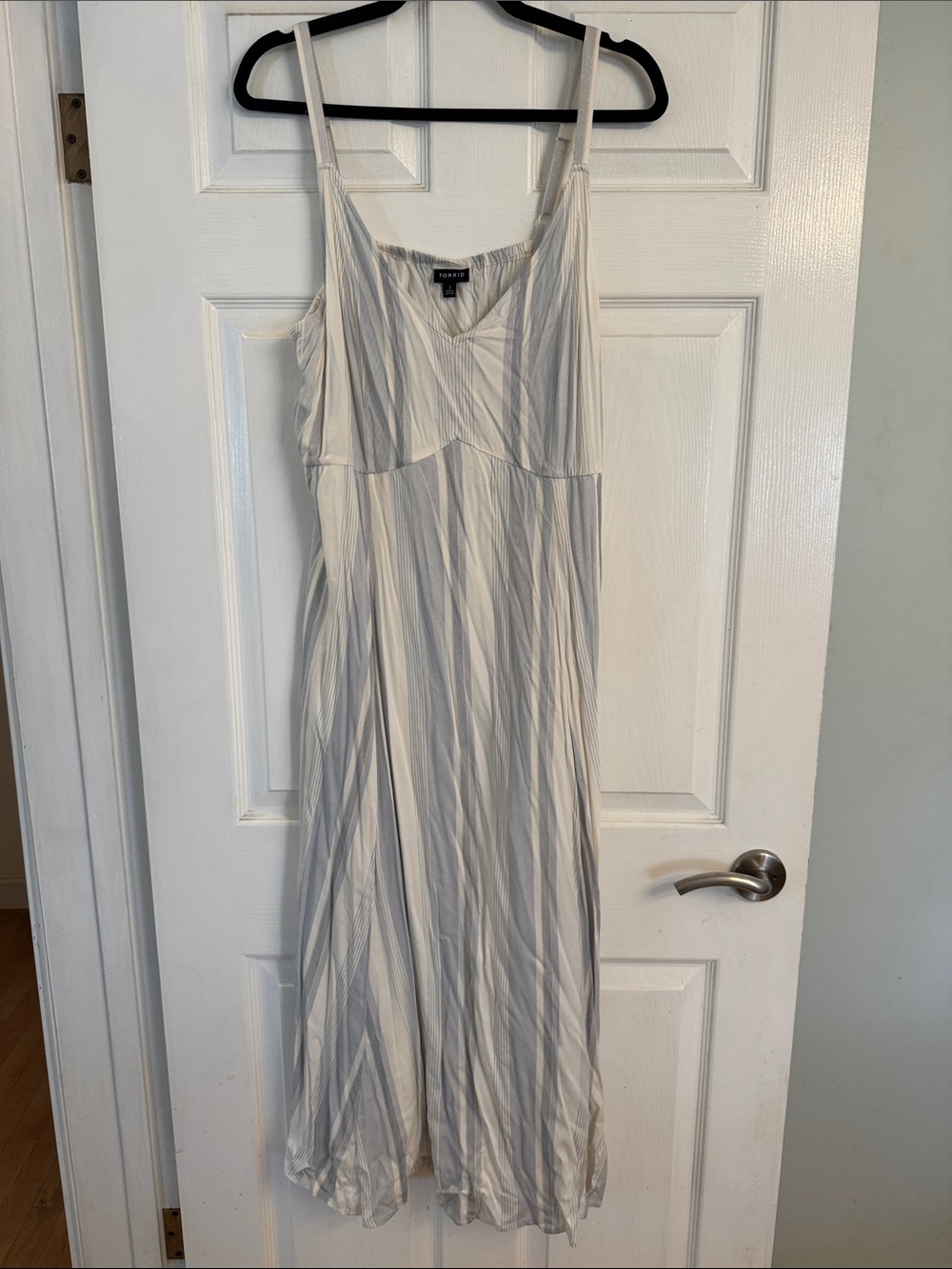 Torrid Striped Slip Dress - White & Light Blue